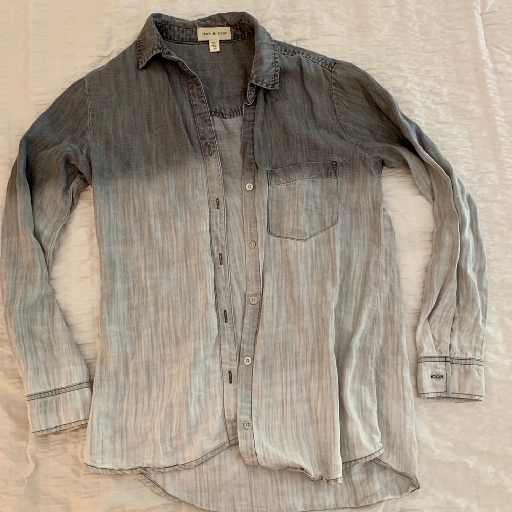 Anthropologie Cloth & Stone Gray Ombré Shirt
